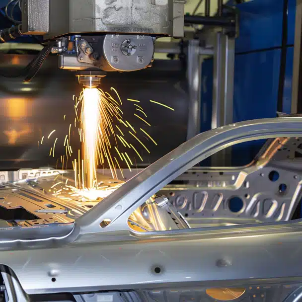 car parts being laser cut